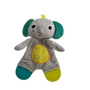 Bright Starts Plush Elephant Baby Teether Toy With Textured Ears & Feet Crinkle